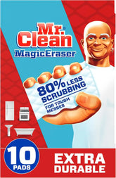 Mr. Clean Magic Eraser Sponge, All Purpose Cleaner, Cleaning Scrubber, Wall, Sneaker, Kitchen, Bathroom, Shower, Melamine Sponge, Pads, Extra Durable, 10ct