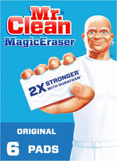 Mr. Clean Magic Eraser Original Cleaning Pads, Multi Purpose Cleaner, Bathroom Cleaning Supplies, All Purpose Cleaner, White, 6 Count