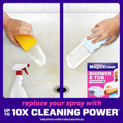 Mr. Clean Magic Eraser Sponge, Bathroom, Shower, Tub Cleaner, Soap Scum Remover, Bathroom Cleaning Supplies, Dawn Cleaning Power with Lavender Scent, Shower & Tub, 8ct