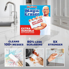 Mr. Clean Magic Eraser, All Purpose Cleaner, Cleaning Scrubber, Wall, Sneaker, Kitchen, Bathroom, Shower, Melamine Sponge, Pads, Extra Durable, 7ct