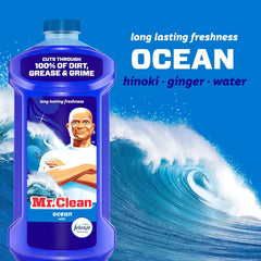 Mr. Clean All Purpose Cleaner, Mop Soap, Floor Cleaner for Mopping Home, Bathroom, & Kitchen, Cleaning Liquid for Mop & Bucket, Cleaning Supplies, Multi-Surface Dilutable, Ocean, 41oz